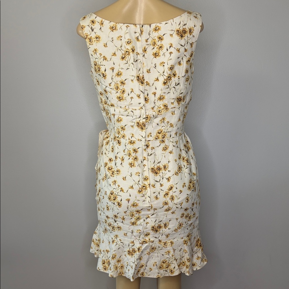 Patricia Rhodes Couture Linen Floral Mini Dress - Cream and Yellow Size 6 - Picture 4 of 5
